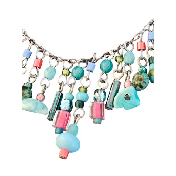 Arabella Bridal Jewelry - Turquoise Bead Fringe Necklace